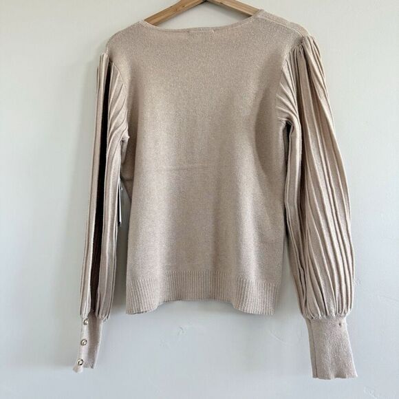 Lepore women’s long sleeve blouse  Knit Pullover Sweater champagne L - Picture 7 of 11